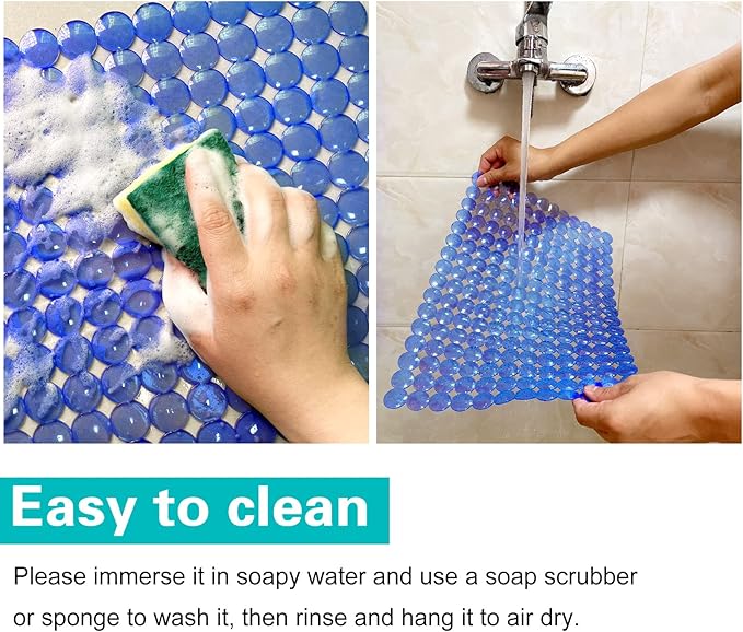 Coopay 2 Pack Kitchen Sink Mat Plastic Protect Mat PVC Eco-Friendly Kitchen Adjustable Stainless Steel/Porcelain Dish Drying Pad Protector for Bottom of Sink, 15 x 11 Inches (Blue)