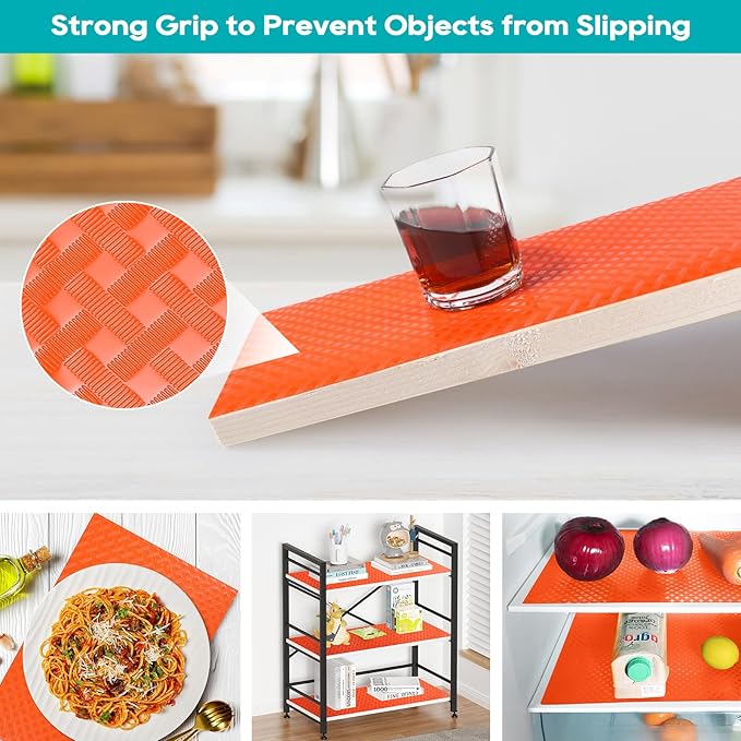 StaHom Fridge Liner Shelf Liners for Kitchen Cabinet Refrigerator Liners Waterproof & Oil-Proof Kitchen Cupboard Liner Non Adhesive Drawer Mats EVA Material for Shelves -Red 11.8 x 59 Inches