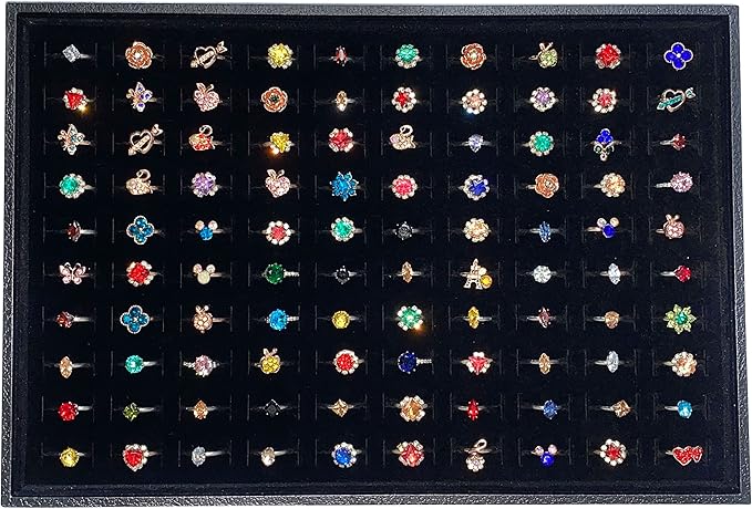 Stratalife Ring Organizer for Jewelry Stackable Ring Storage Display Tray Jewelry Holder Showcase for Multiple Rings Drawer Inserts Black(100 Slot)