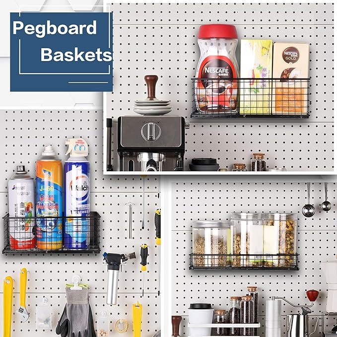 LIFEFAN Magnetic Basket Fridge Large Magnetic Pen Holder Whiteboard Metal Wire Basket Storage Item Organizer (White-High)