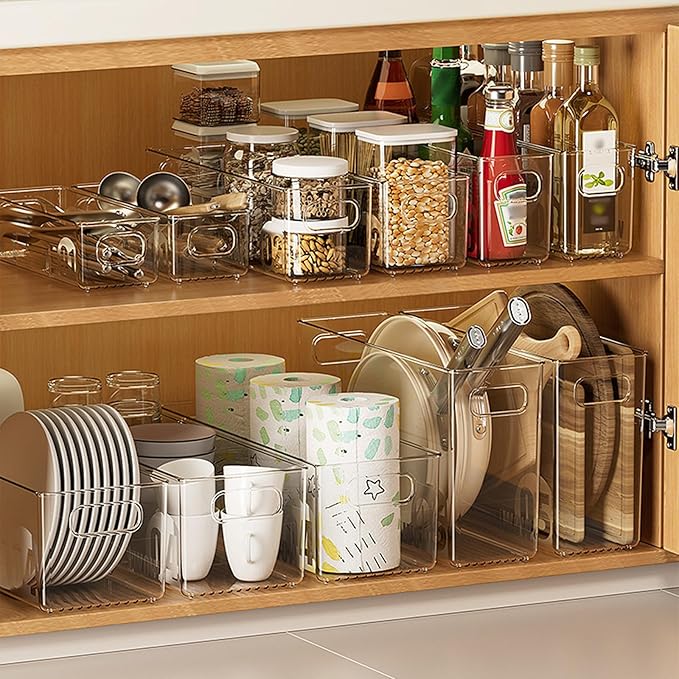 Clear View Refrigerator Organizer, Food Grade Storage Bins For Fridge & Freezer, Space Efficient Kitchen Storage Container