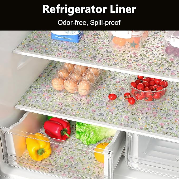 INNOLITES Shelf Liners for Kitchen Cabinets, Non-Adhesive Drawer Liner, Waterproof Shelf Paper Pink Floral, Durable Easy to Clean for Refrigerator, Shelves (Pink Rose, 23.6" x 118")