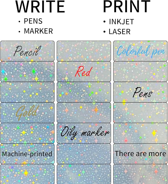YEGAWEN 1" x 2-5/8" Address Labels- Holographic Color Stickers for Laser/Inkjet Printer mailing Labels 8.5"×11"- Holographic Star- 20 Sheet