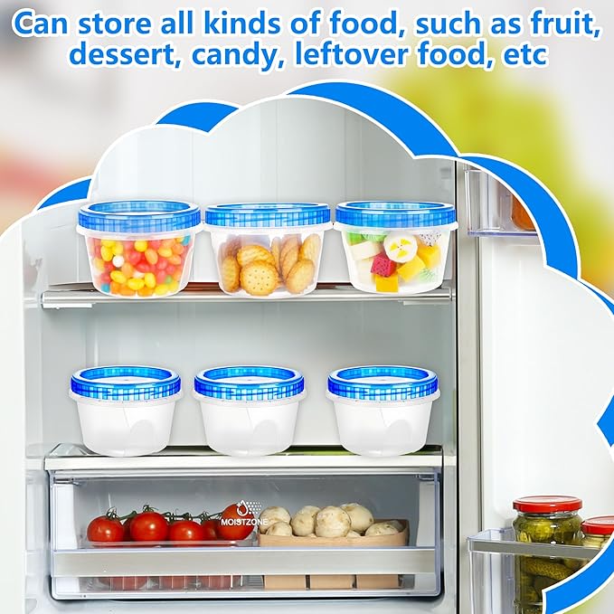 Conagel 18 Pack 16 oz Freezer Storage Containers with Screw Lids Plastic Leakproof Stackable Clear Storage Containers for Food Soup Fruit Oats