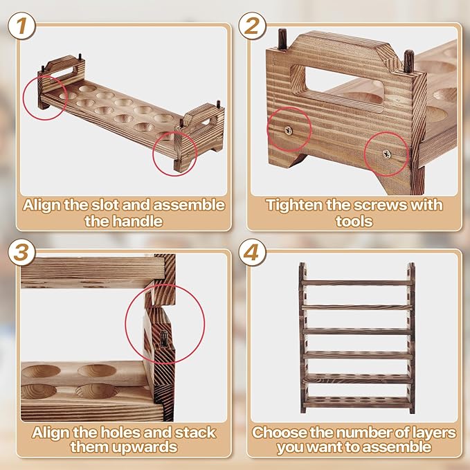 Maxcheck 9-Tier Stackable Egg Holder Wooden Egg Storage Rack with Handles Shelf Storage up to 108 Countertop Organizer for Kitchen, Refrigerator