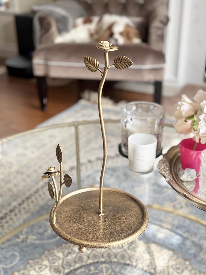 Rose Paper Towel Kitchen Roll Holder | Vintage Brass Gold | Elegant Premium Kitchen Countertop Roll Dispenser