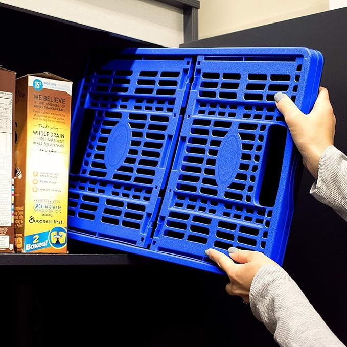 CleverMade Collapsible Utility Crates - Stone 3 Pack 45L / 11 Gal Holds 66 lbs - Stackable Containers Heavy Duty Capacity Crates-Space-Saving Baskets