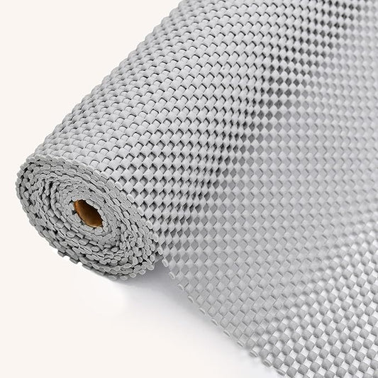 Shelf Liners for Kitchen Cabinets Non Adhesive Shelf Liner Paper Non-Slip Thickened Drawer Liner Easy to Clean for Tool Box Refrigerator Grey 11.8 x 118 in