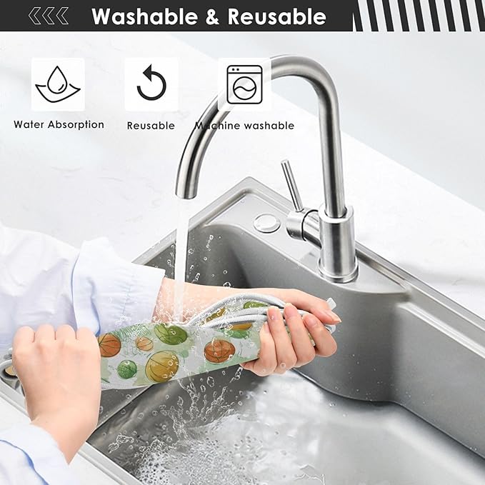 2 PCS Kitchen Sink Splash Guard 30 Inch Faucet Mat for Kitchen Sink Bathroom Sink Faucet Absorbing Drip Drain Mat Pad Microfiber Soft Washable Orange and Green Basketball Stars