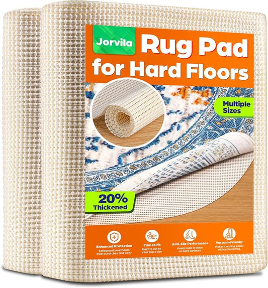 Jorvila Non-Slip Rug Pad Gripper Round 4 Feet, Anti Skid Mat for Under Area Rugs, Keeps Rugs in Position and Safe, Thick Cushioned Carpet Pad for Hardwood Floors Protection