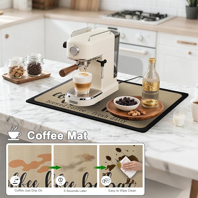 Dish Drying Mat & Coffee Mat for Kitchen Counter, Absorbent Microfiber Waterproof Mat with Non-Slip Backing, Multi-Size Multi-Color Options, Sink and Coffee Bar Accessories