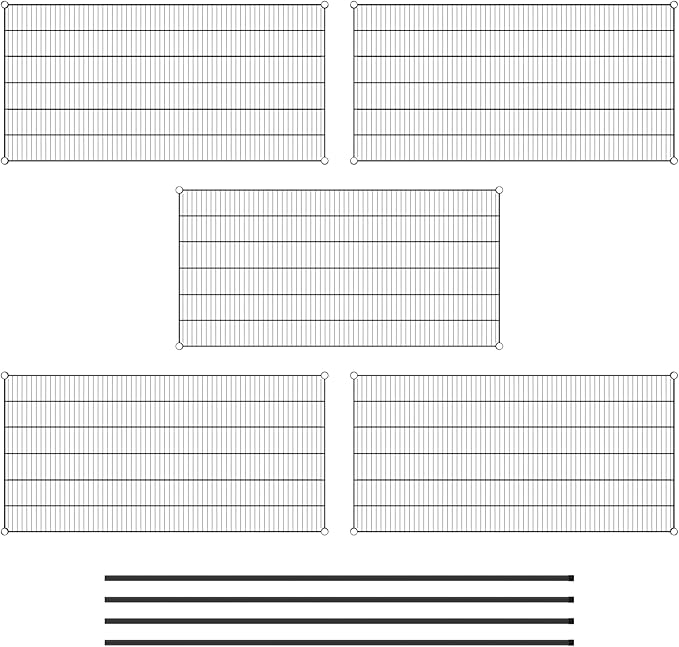 Commercial NSF Listed Black Epoxy Stationary Wire Shelving Kit 30" x 60" x 86", with 5 Shelves Perfect for Warehouse, Walk-in Refrigerator, Freezer, Grocery Store, Restaurant, Dishroom