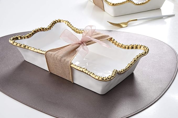 Golden Salerno Porcelain Dinner Napkin/Guest Towel Holder
