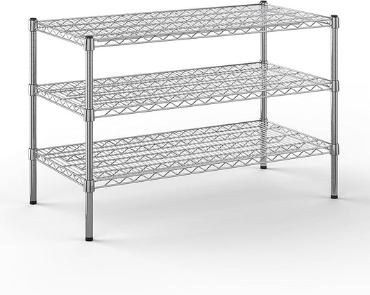 21" Deep x 42" Wide x 27" Height Wire Shelving Kit | 3-Tier | NSF Commercial Storage Rack Unit