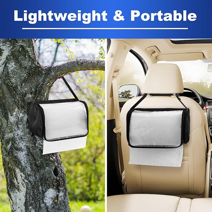 Kitchen Paper Towel Holder, Hanging Paper Towel Dispenser with Transparent Cover, Easy to Tear Papers Waterproof Papers Towels Holder for Kitchen Organization and Storage (Black)