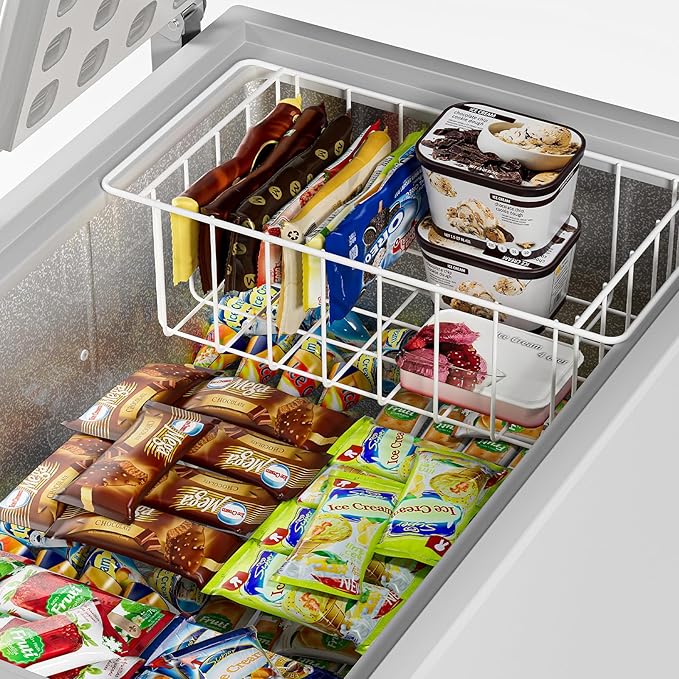 Y.Z.Bros 17.5 Inch Chest Freezer Organizer Storage Baskets Bins Metal Wire, Settle freezer chaos and reduce food waste effectively, Durable, Fully Use Space, Improve Air Circulate, 2 Pack