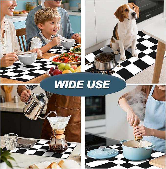 Dish Drying Mat & Coffee Mat for Kitchen Counter, Absorbent Microfiber Waterproof Mat with Non-Slip Backing, Multi-Size Multi-Color Options, Sink and Coffee Bar Accessories