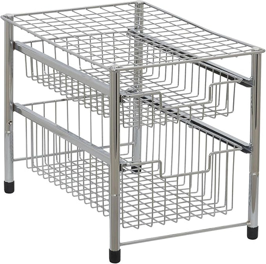 Household Essentials Silver 1239-1 Free Standing Pull Out Cabinet Organizer Shelf | Double, 16.5" Deep
