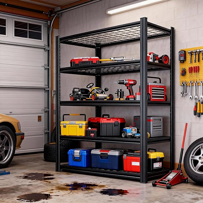 Garage Shelving,Heavy Duty 5-Tier Wire Shelving Unit - 72" H x 35.4" W x 15.7" D, 2500 lbs Load Capacity Storage Shelves,Adjustable Metal Shelves for Garage, Kitchen, and Pantry Storage