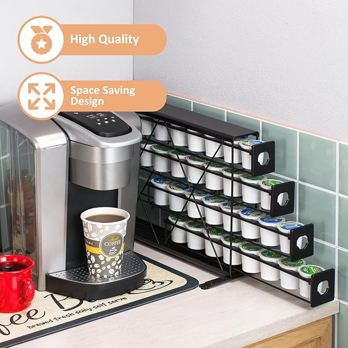 Rice rat k cup Holders for 4 Tier Coffee Pod Holder,Black Metal Space(32 pods)