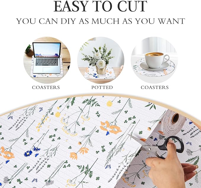 Beautysaid Shelf and Drawer Liner for Kitchen Cabinet, Non Adhesive Non Slip Shelf Paper Waterproof Washable Thickened for Dresser Pantry Shelve Bathroom Protector Liner(Floral,18 in x 10 FT)