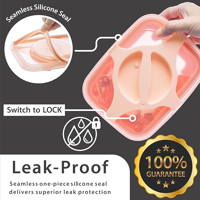 Bento Box 25.5oz 3 Cups Leakproof Salad and Meal Prep Container Twistlock Lid Reusable BPA-Free Portable Microwave and Dishwasher Safe for Work Lunch (Green)