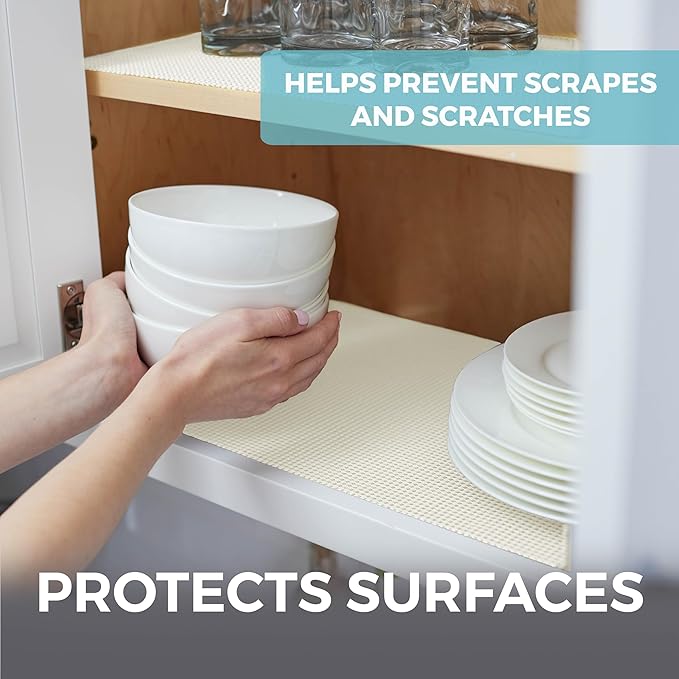 HOME GENIE Shelf Drawer and Cabinet Liner, Durable with Strong Grip, 20 in x 20 FT, Non Adhesive Liners Protect Kitchen Cabinets and Cupboard, Bathroom Drawers and Shelves, Desks, Pure White