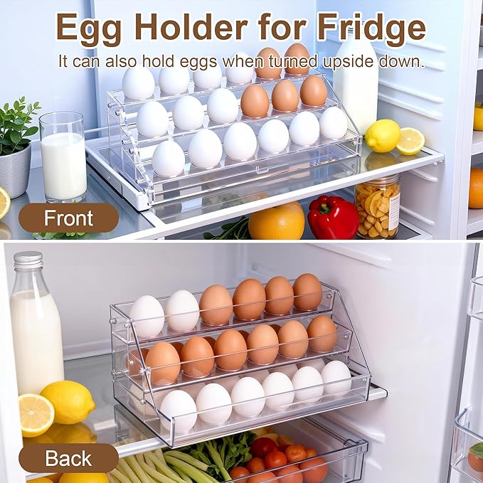 Loscarol Acrylic Egg Holder Countertop, Egg Storage for Countertop, 18 Count Egg Holder for Fridge, Egg Organizer for Refrigerator, Fresh EggsTray, Egg Organizer for Shopping Mall Display, Chicken Egg Holders