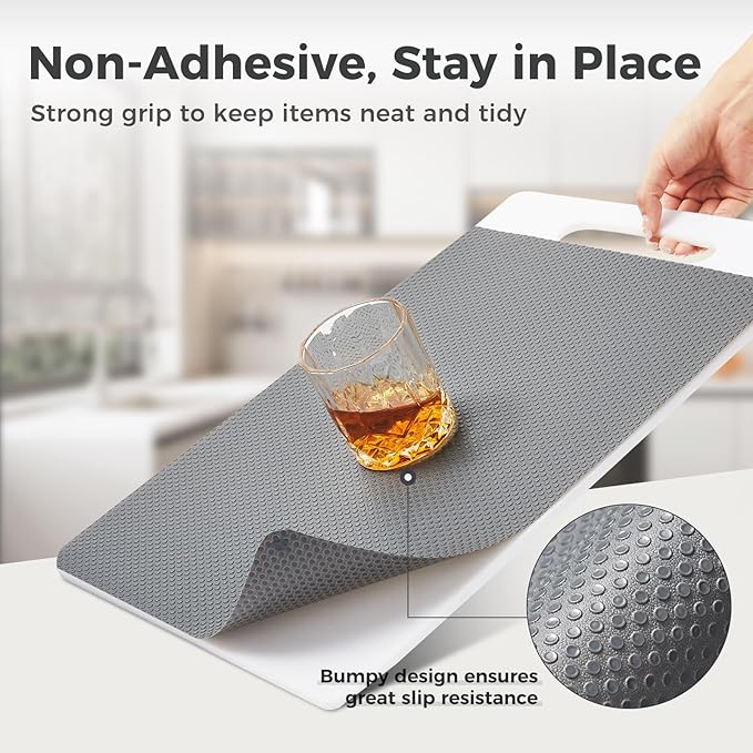 ALIUNI 100% EVA Shelf Liner for Kitchen Cabinet, 12" x 360" Drawer Liners Non Adhesive Non Slip Waterproof Plastic Paper, Dresser Pantry Bathroom Refrigerator Protector, Grey