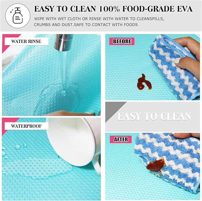 Daixers 20Pcs Refrigerator Liners, Washable Fridge Liner Shelf Mats Refrigerator Pads for Cupboard Cabinet Drawer Home Kitchen Accessories Organization (Blue)