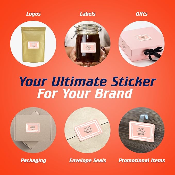 100 Custom Vinyl Stickers - Upload Your own Image, Text, Design, Logo - Personalized Logo Labels for Handmade, Packaging, Bottle, Jars, Candle, Brand Stickers (Peach, 6x4)