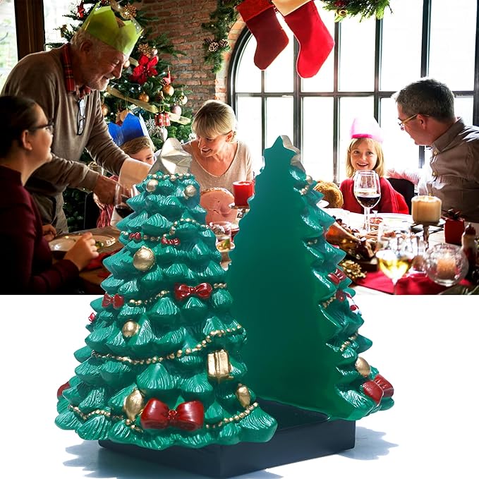 Christmas Tree Napkin Holder - Festive Resin Tabletop Decor for Holiday Dining