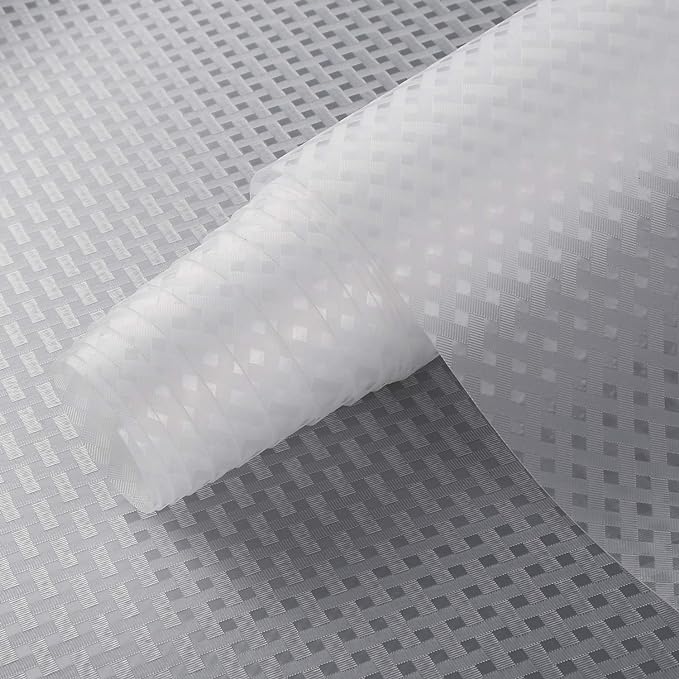 HooTown Refrigerator, Fridge, Freezer Shelf Liner and Drawer Mats 17.5 Inch Wide x 78.7 Inch Long, Non Slip EVA Plastic Washable Waterproof Pads for Kitchen Cabinet, Pantry Closet, Cupboard, Clear
