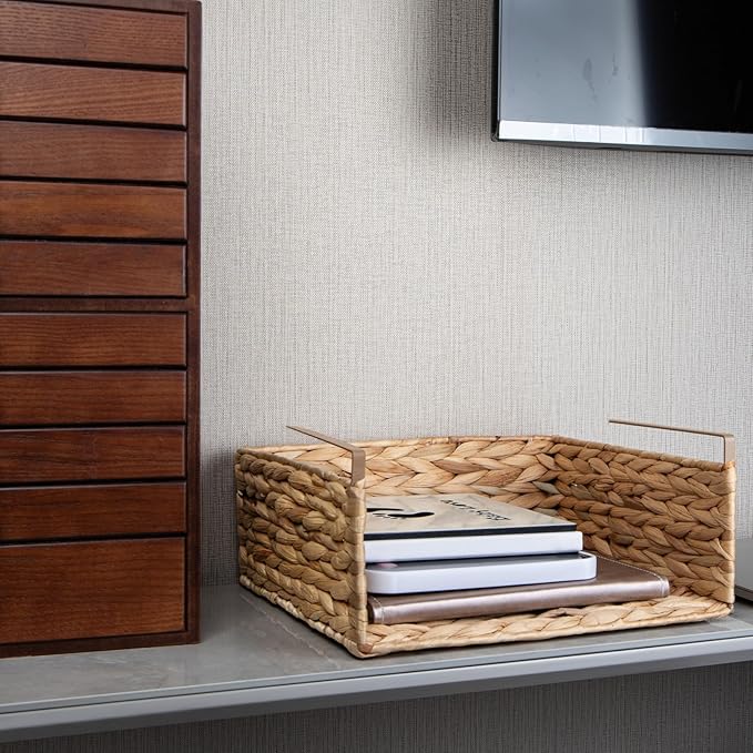 Under Desk Water Hyacinth Storage Baskets, Pantry Organizers and Storage, Wicker Shelf Organizer Basket, Under Cabinet Tea Bag Organizer, Under Sink Organizer
