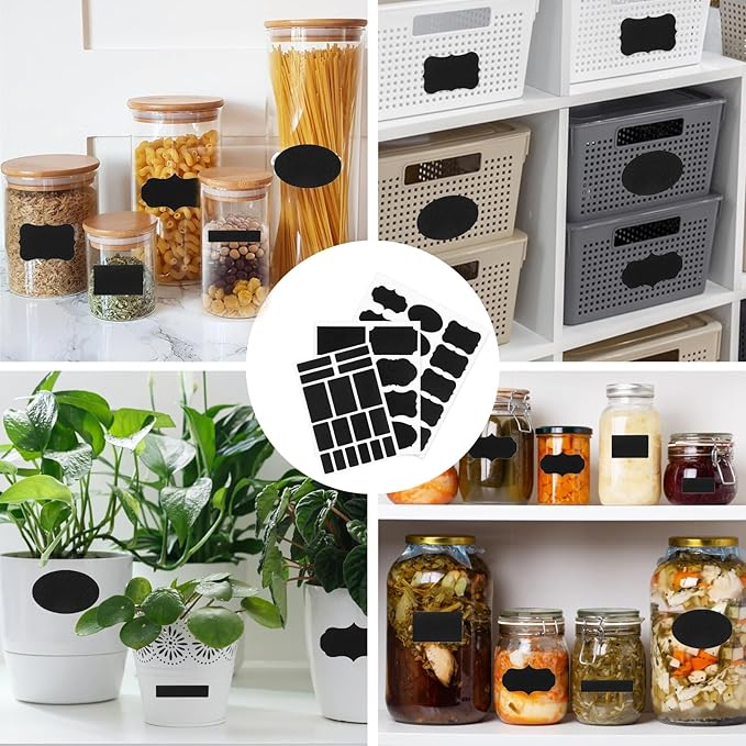 372Pcs Labels for Jars, Chalkboard Labels with 2 Chalk Marker, Waterproof Reusable Chalk Sticker Label for Containers Storage Jars, Bottles Organize Your Home & Kitchen