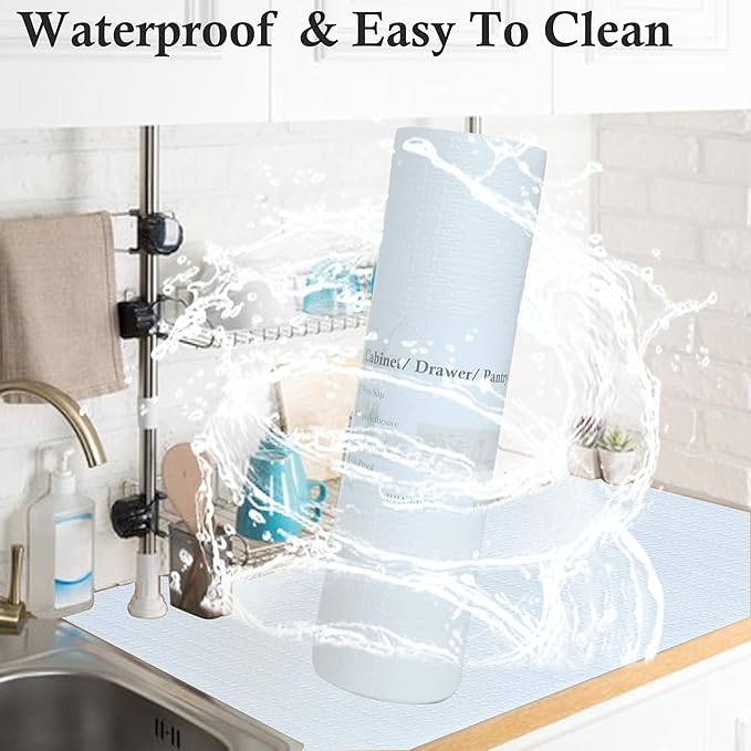 Cabinets Drawer Liner Non Slip Waterproof 12 Inch Wide X 10 Ft Non Adhesive Shelf Liners Strong Grip Anti Slip Pantry Refrigerator Shelves Liner Bathroom Drawer Mat Cupboard Closet Liner