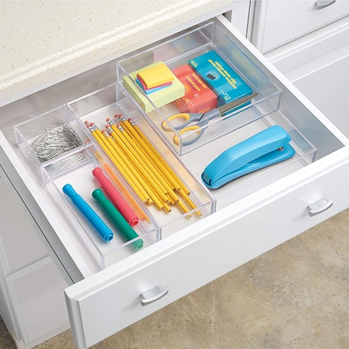 iDesign Decorative Countertop Vanity Tray Organizer for Bathroom, Bedroom, Closet, Entryway, The Clarity Collection – 8" x 12" x 2", Clear