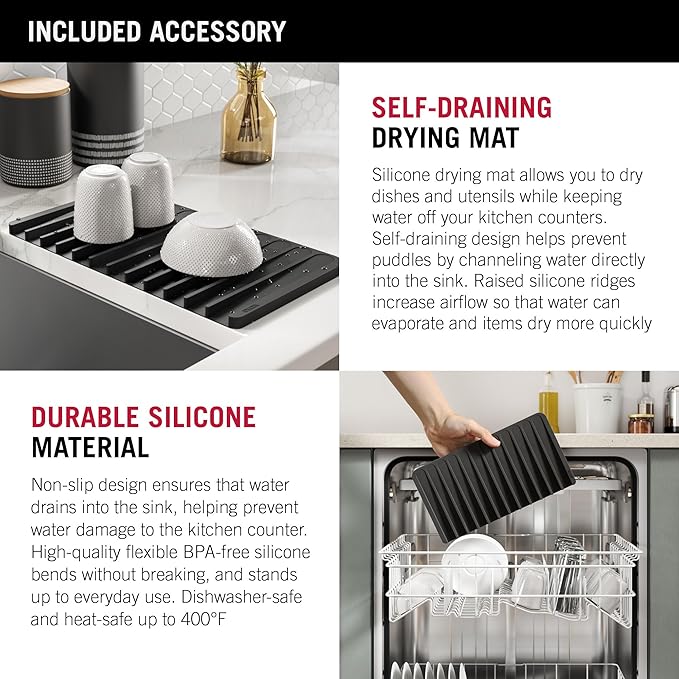 DELTA FAUCET Rivet 24-inch Workstation Laundry Utility Kitchen Sink Undermount 16 Gauge Stainless Steel Single Bowl with WorkFlow Ledge and a Kit of 5 Accessories, 95B9031-24SL-SS