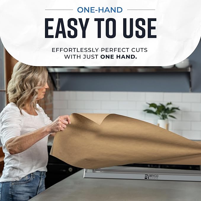 Bryco Goods - 36 Inches All Paper Roll Dispenser and Cutter Made of Heavy-Duty Steel Frame & Sharp Blade. Holds, Dispenses & Cuts. Wall Mountable & Non-Slip Tabletop. Up to 1000ft Rolls