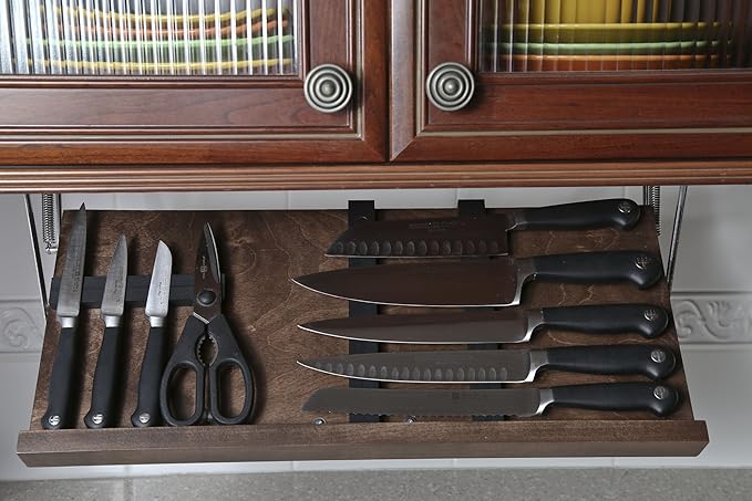 Under Cabinet Knife Storage - Multiple Sizes and colors available (Walnut, Large)