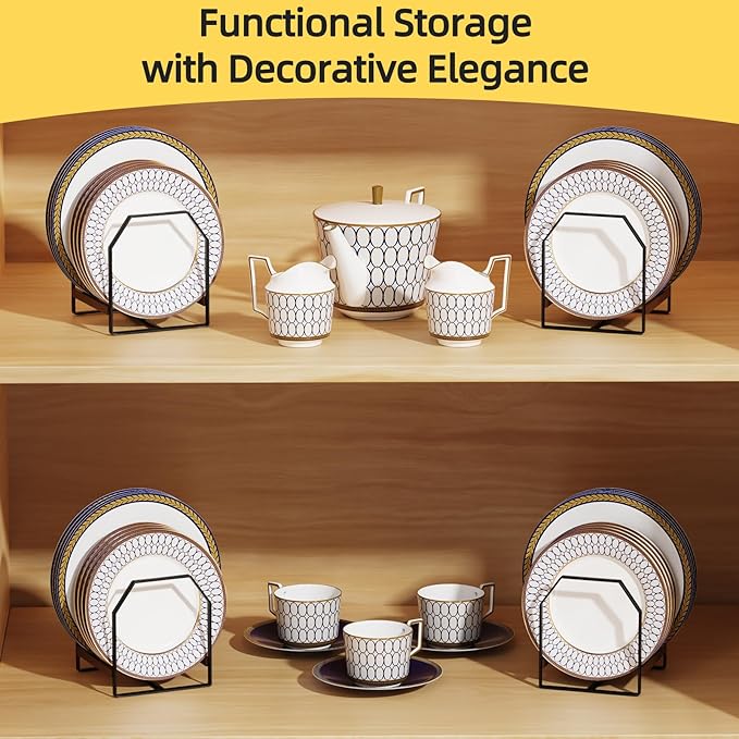 2 Pack Small Kitchen Plate Organizer, Metal Dish Racks for Apartment, Small Family, or Countertop Use – Fits 6"–10" Plates, Black