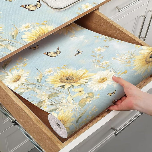 Quttisay Shelf Liner for Kitchen Cabinets Non Adhesive Drawer Liner,Cabinet Liner for Shelves,Non Slip Kitchen Drawer Liners for Dresser,Waterproof Shelf Paper for Refrigerator,Cupboard,12In x 10FT