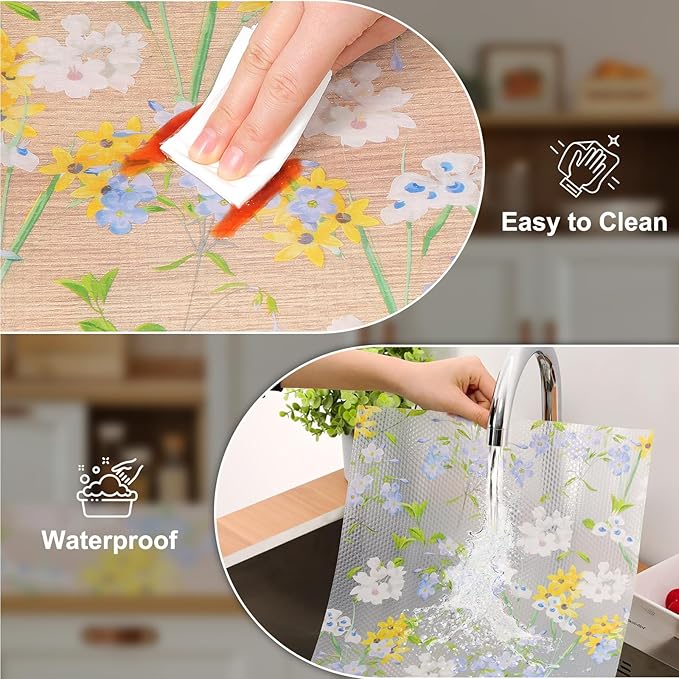 Cooyes Shelf Liner – Premium Non-Adhesive Cabinet & Drawer Liner for Kitchen – Waterproof Shelf Paper with Modern Pattern – Durable EVA Cabinet Mat – Easy to Cut （17.5" W x 197" L）