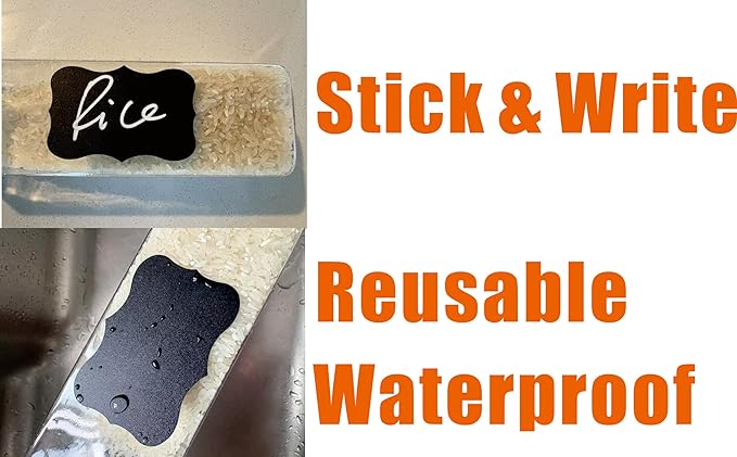 Kitchen Pantry Chalk Labels for Mason Jar Labels Glass Food Containers Bottles Chalkboard Sticker Removable Erasable Reusable Writable Label to Write On Black Organization Labels (2 Rolls 360 Labels)