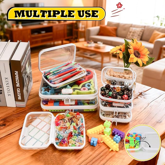AOBOPLE 10 Pack Clear Hard Shell Zipper Case,Waterproof Toiletry Cosmetic Bag,Toy Organizers and Storage Box,Diaper Bag Organizer,Pencil Case,Clear Plastic Zipper Pouches for Office Home Storage