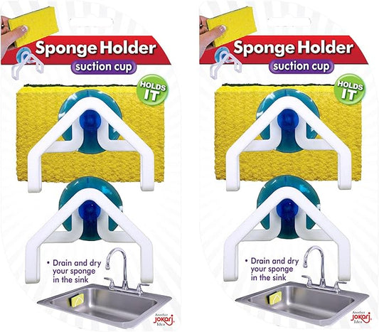 Jokari Suction Cup Kitchen Sponge Caddy 4 Pack. Stick to Any Type of Stainless Steel or Ceramic Sink to Keep Scrubbers Elevated and Counters Clutter Free. Dries Sponges Quickly