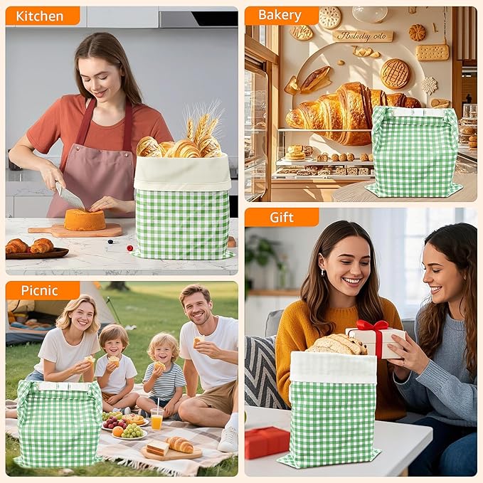 Large Beeswax Bread Bags for Sourdough, 13"W x 17"H Reusable Cotton Material, Ideal for Sourdough Bread Storage to Keep Fresh Lock Moisture Bread Boxes (2 Pack)