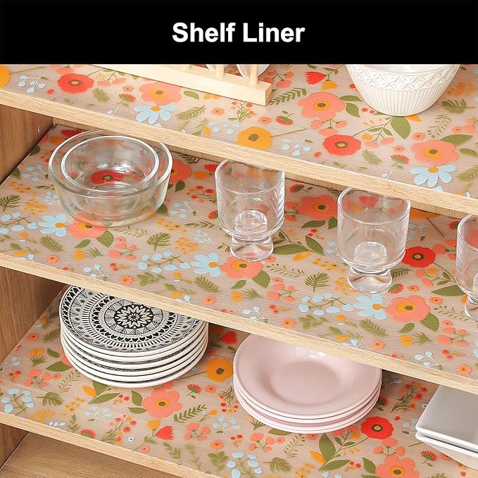 Cooyes Shelf Liner – Premium Non-Adhesive Cabinet & Drawer Liner for Kitchen – Waterproof Shelf Paper with Modern Pattern – Durable EVA Cabinet Mat – Easy to Cut （12" W x 360" L）