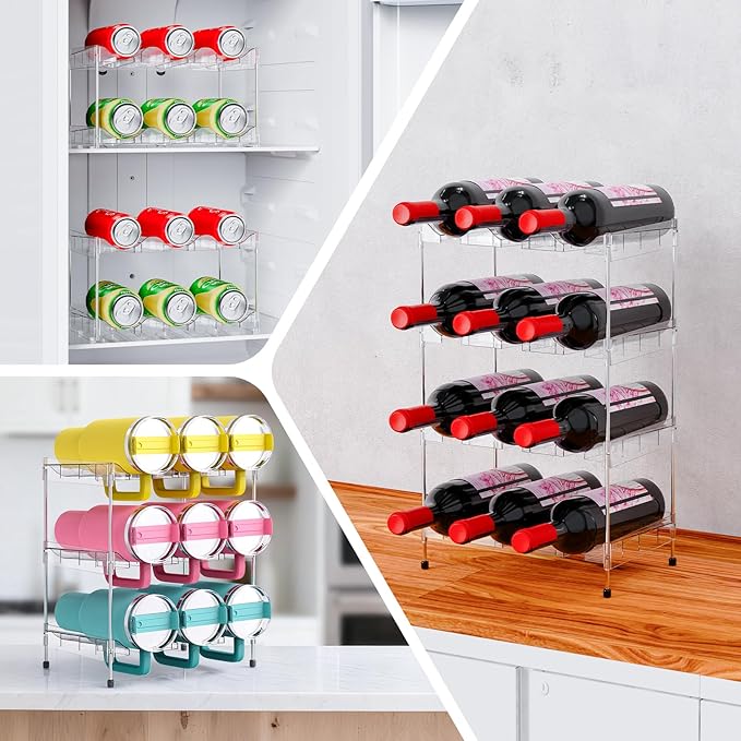 Reusable Stackable with Handle Compartment Water Bottle Tumbler Organizer for Stanley 40oz with Handle Cup, Stanley Accessories for Pantry, Cabinet & Kitchen Organization and Storage,2 Tier Hold 6