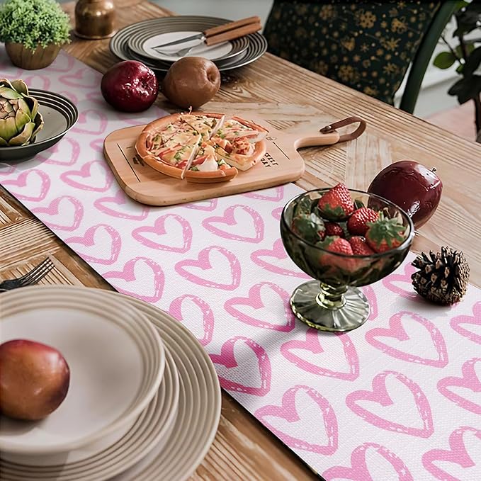 Amiitay Pink Heart Drawer Liner for Cabinets, Shelf Liner Non-Adhesive and Strong Non-Slip Cabinet Drawer Liners for Kitchen,Table,Bookshelves,Waterproof Cupboard Liners,12IN x 10FT